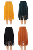 Midi Skirt  High Waist Lace Hem