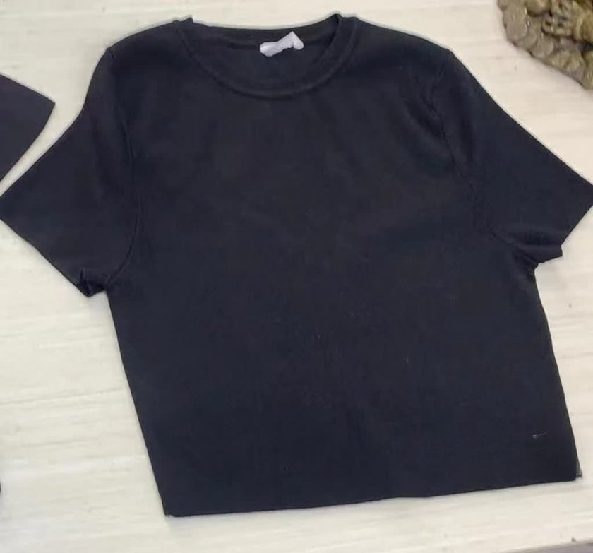 Simple Crew Neck Short Sleeve Knit Top