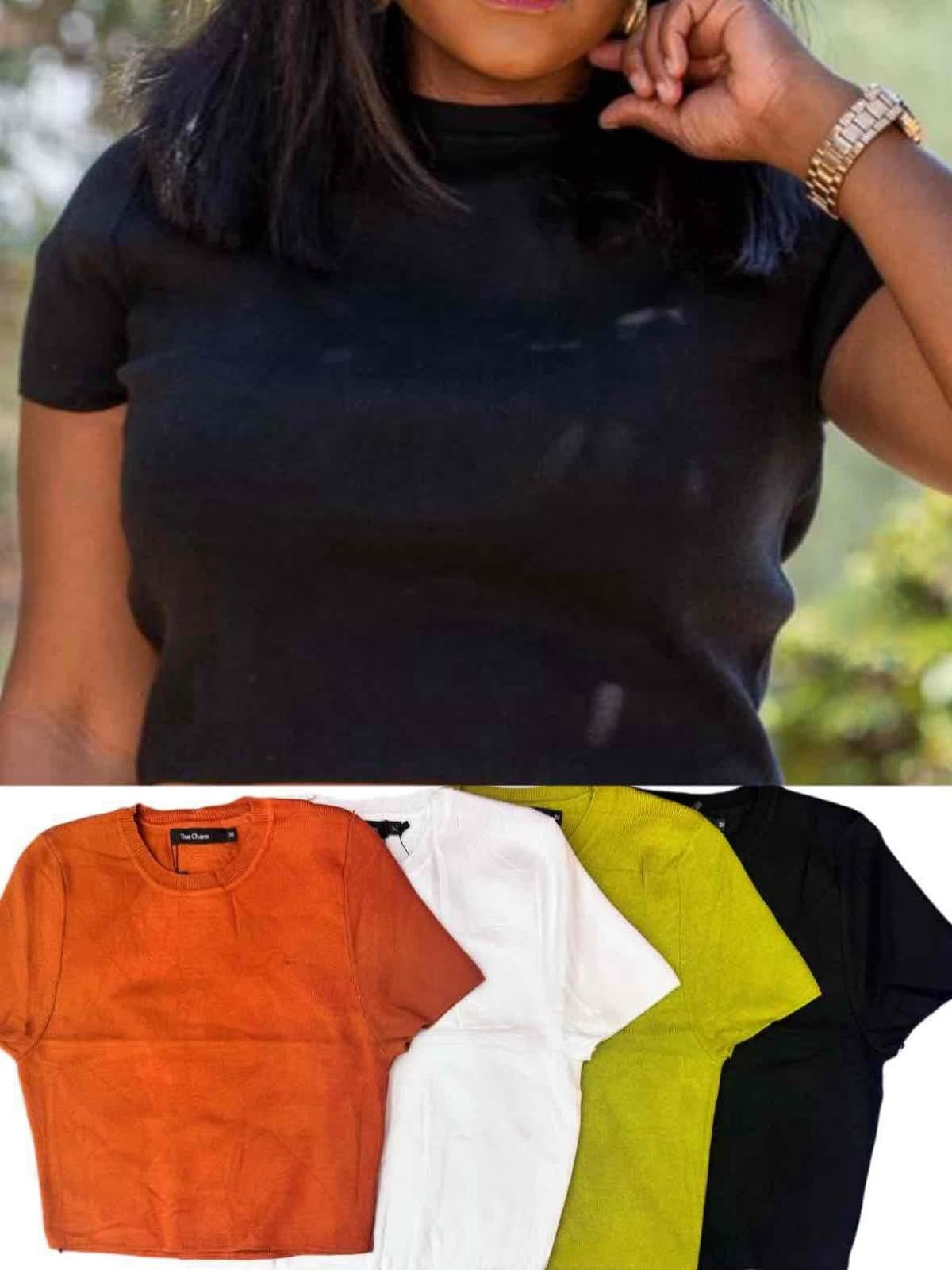 Simple Crew Neck Short Sleeve Knit Top