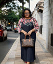 Pleated Maxi Dress  Floral Puff Sleeve