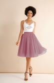 Pleated midi skirt with stretch waist, light pink