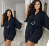 Short-Sleeve Ring-Knot Crop Top and Elastic Waist Shorts Set
