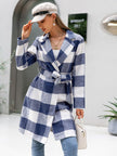 Belted Check Coat  Structured Business Casual