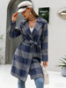 Belted Check Coat  Structured Business Casual