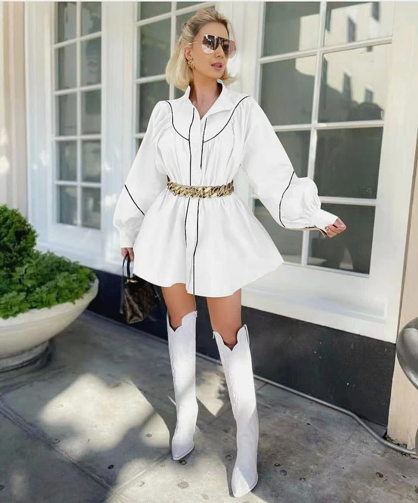 Long-Sleeved Collared Dress