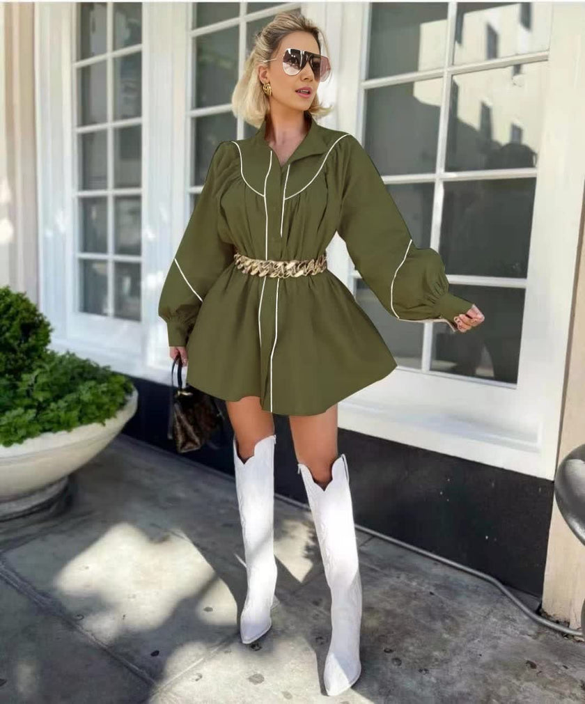 Long-Sleeved Collared Dress