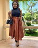 High-Waisted Pleated Midi Skirt with Belt Loops