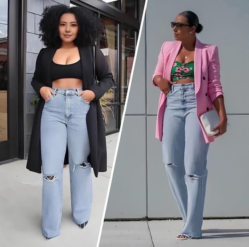 High-Waisted Cut-Out Jeans