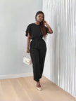 Twin Set Minimalist Short Sleeve Top High Waist Pant Chic