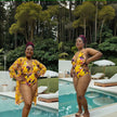 Women's Floral Two-Piece Swimsuit｜Convertible Cover-Up