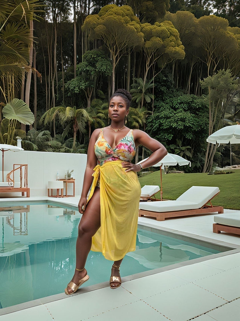 Tropical Floral Two-Piece Swimsuit Set