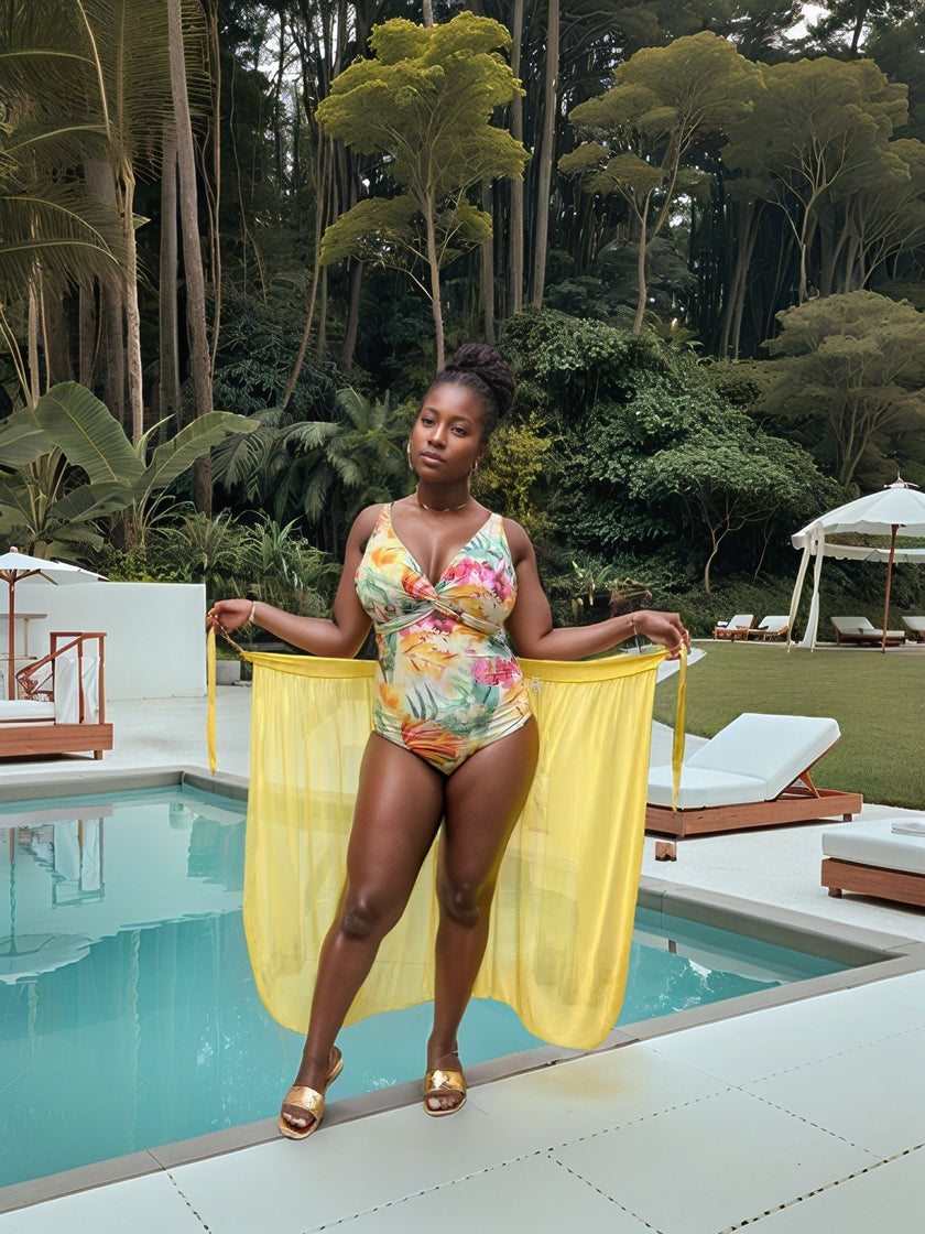 Tropical Floral Two-Piece Swimsuit Set