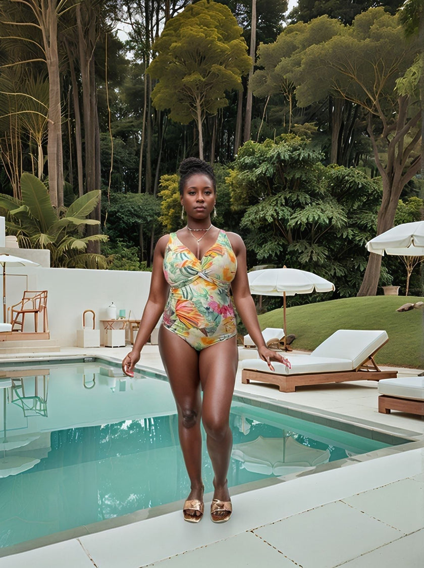 Tropical Floral Two-Piece Swimsuit Set