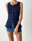 Stylish Sleeveless Button-Up Top - Front Split Hem
