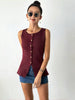 Stylish Sleeveless Button-Up Top - Front Split Hem