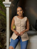 Stylish Sleeveless Button-Up Top - Front Split Hem