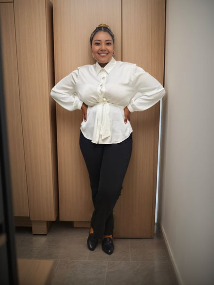Bow Tie Blouse  Long Sleeve Elegant Top