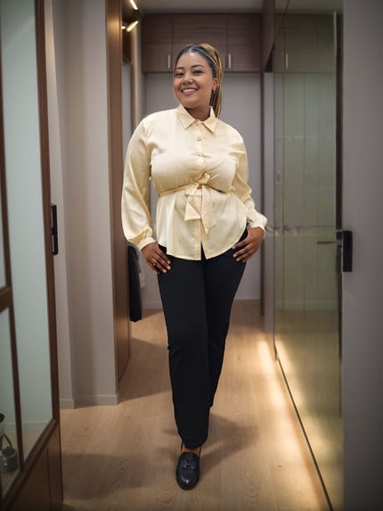 Bow Tie Blouse  Long Sleeve Elegant Top