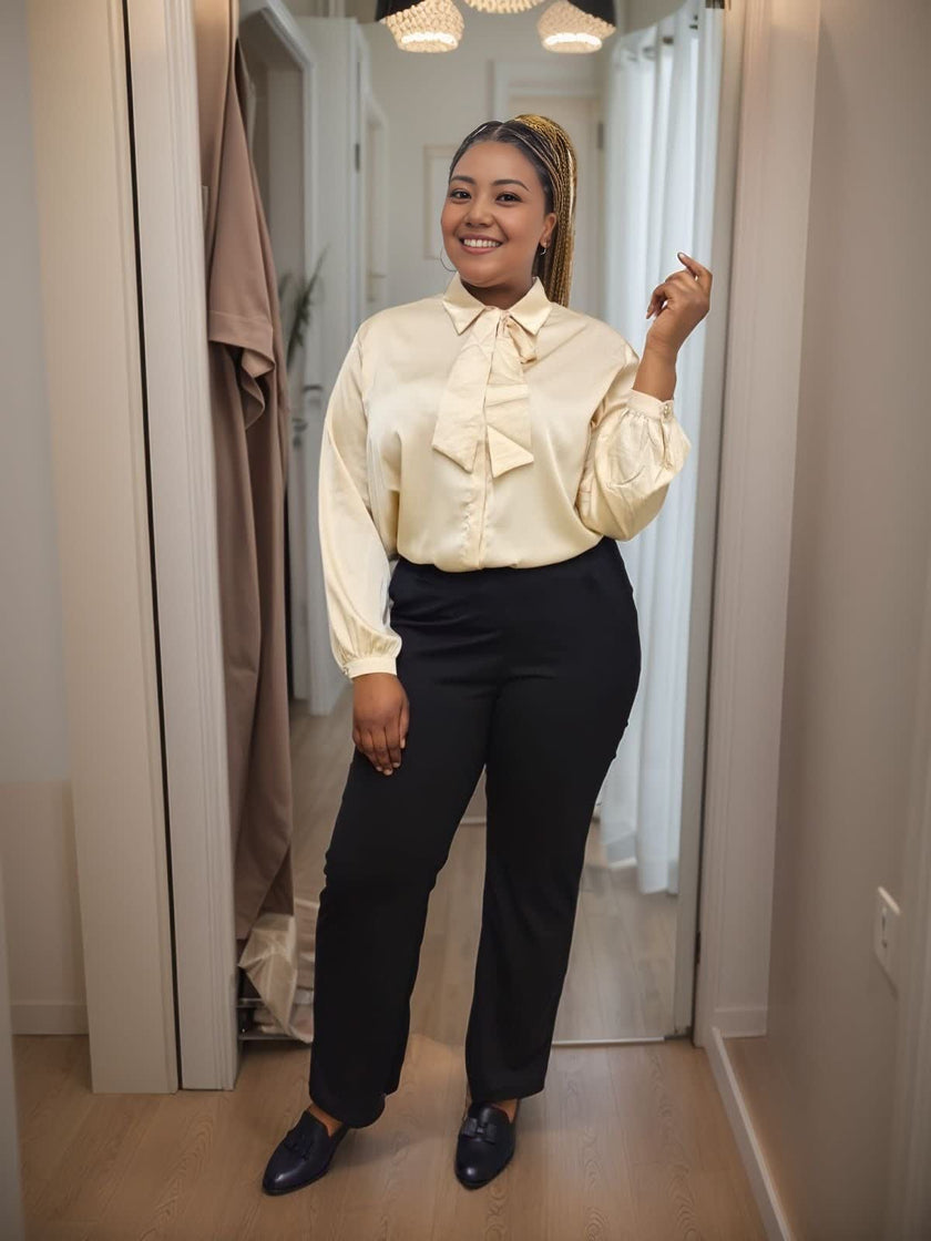 Women's Long Sleeve Bow Tie Blouse