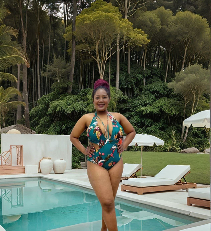 Women's Floral Two-Piece Swimsuit｜Convertible Cover-Up