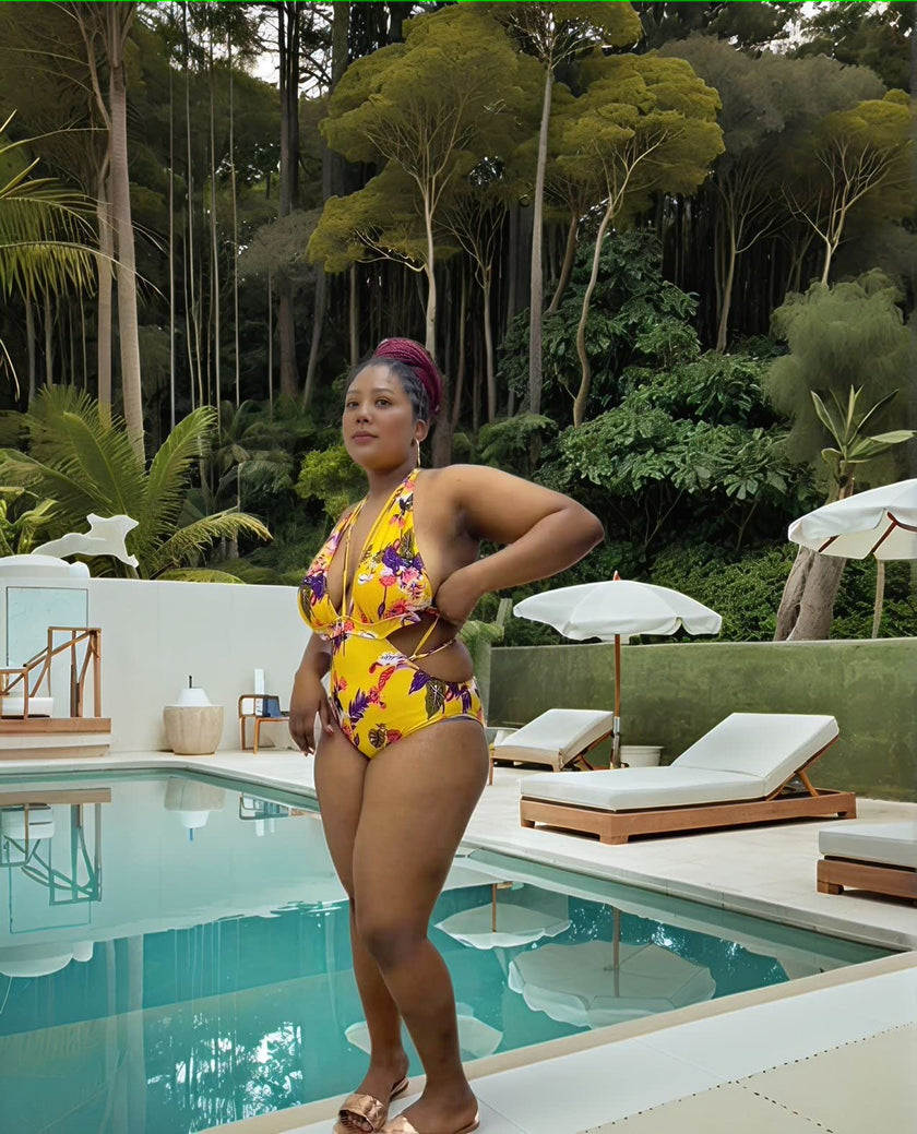 Women's Floral Two-Piece Swimsuit｜Convertible Cover-Up