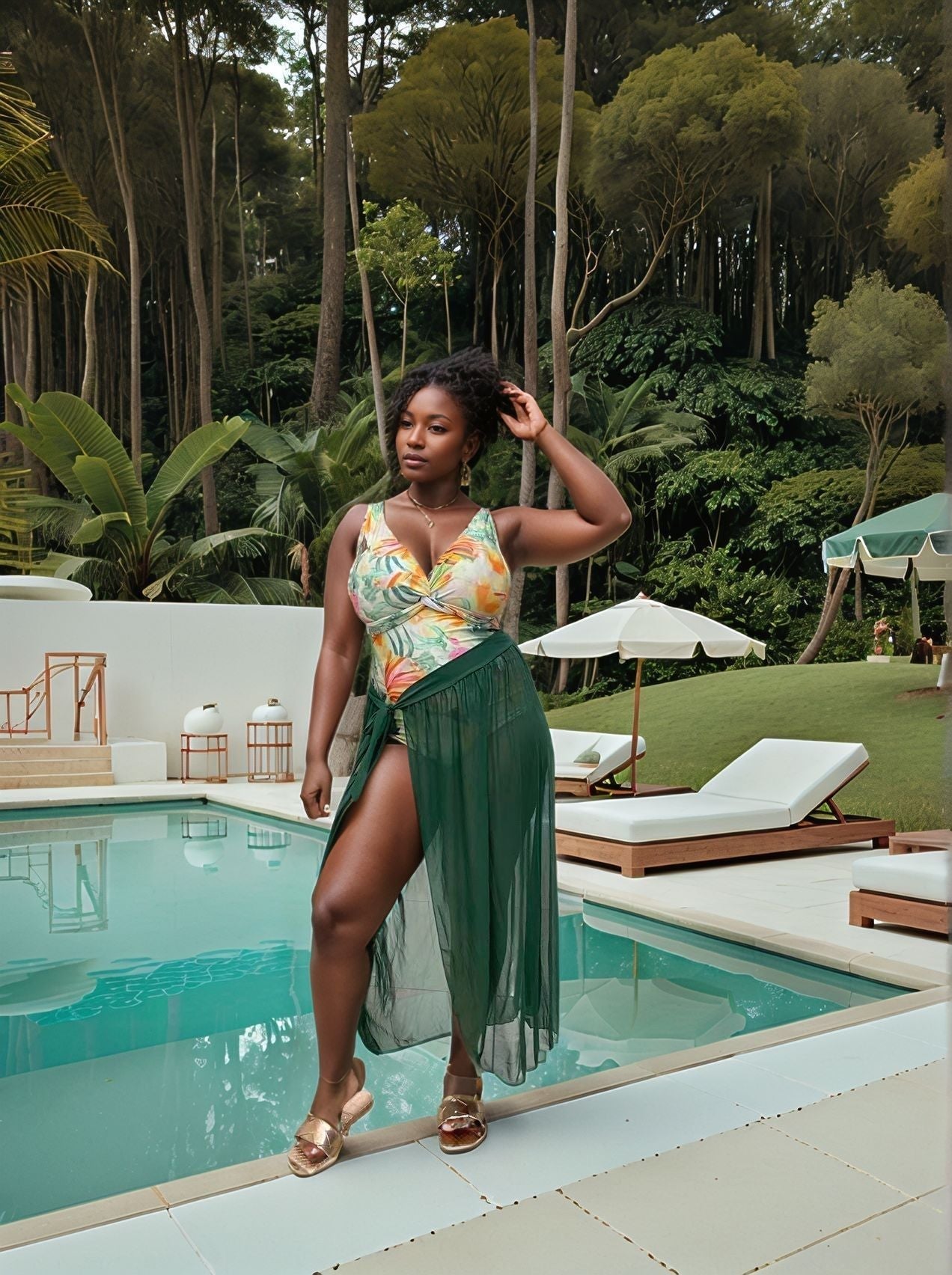 Tropical Floral Two-Piece Swimsuit Set
