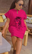Hand-Holding Rose Graphic Tee Dress