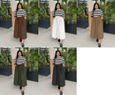 Urban high-waist A-line midi skirt in dark, light, and green tones (options shown)