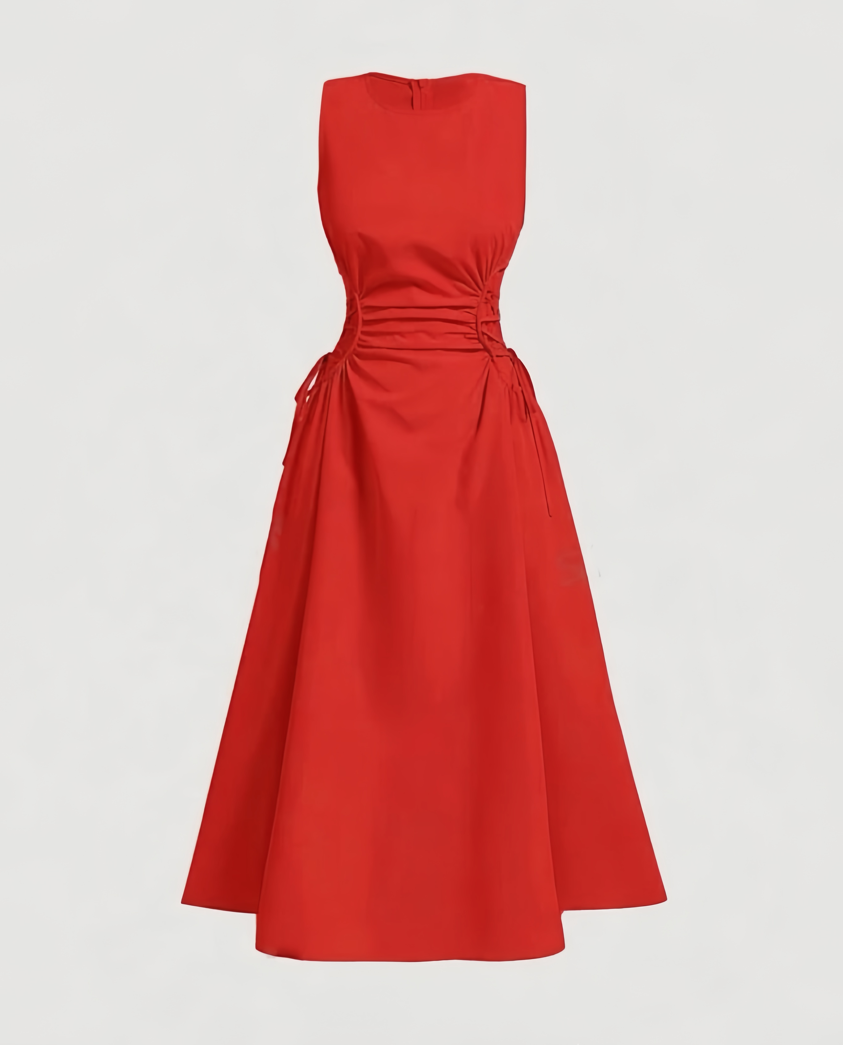 FashionPrice Midi Dress - Side Ruching Adjustable Tie