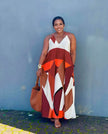 Geometric Print Sleeveless Maxi Dress