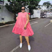 Women's Sleeveless Ruffled Hem A-Line Dress