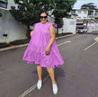 Women's Sleeveless Ruffled Hem A-Line Dress