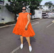 Women's Sleeveless Ruffled Hem A-Line Dress