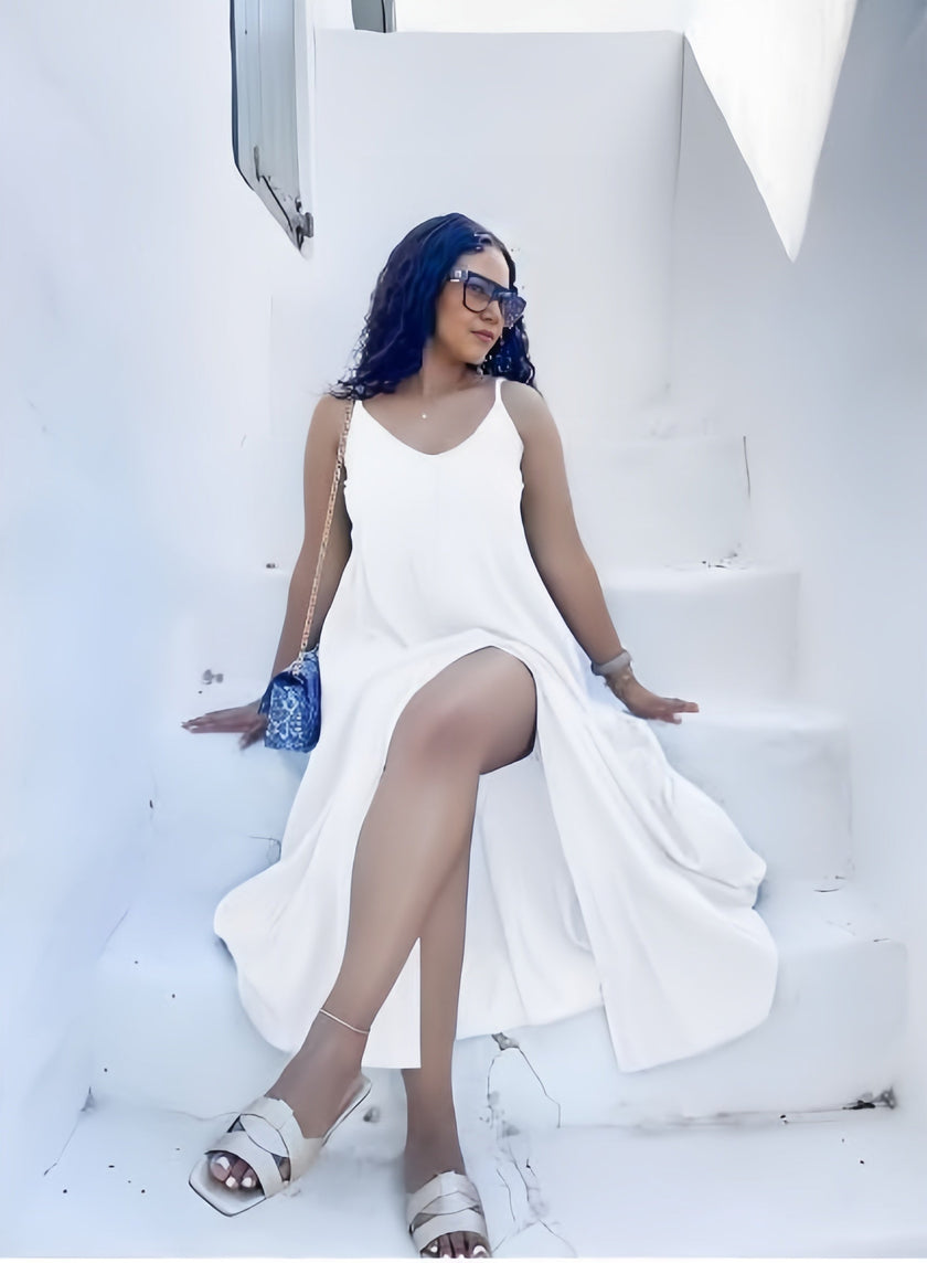 Sleeveless Dress, Front Button Design, Loose A-Line Fit