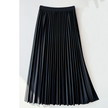 Black pleated midi skirt with elastic waistband