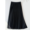 Black pleated midi skirt with elastic waistband