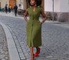 Women's Sleeveless Midi Dress with Buttoned Utility Pockets
