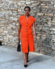 Women's V-Neck Button-Decorated Sleeveless Dress