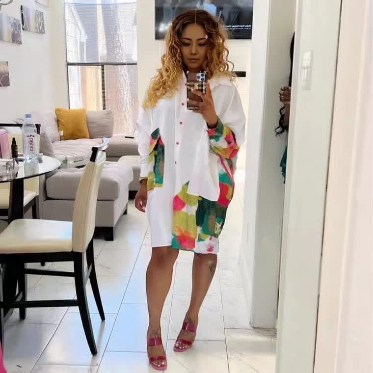 Patterned Shirt Dress