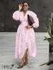 V-neck Waist-cinched Dress Long Sleeve & Full Skirt For Formal Events
