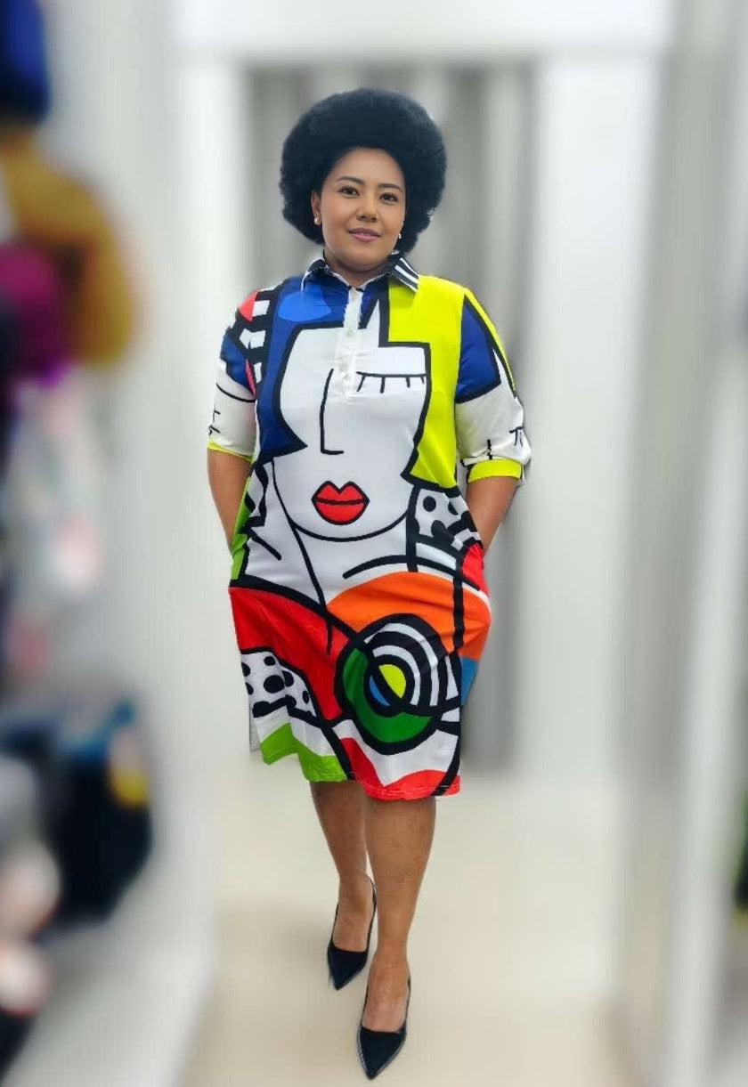Abstract Art Print Knee-Length Dress