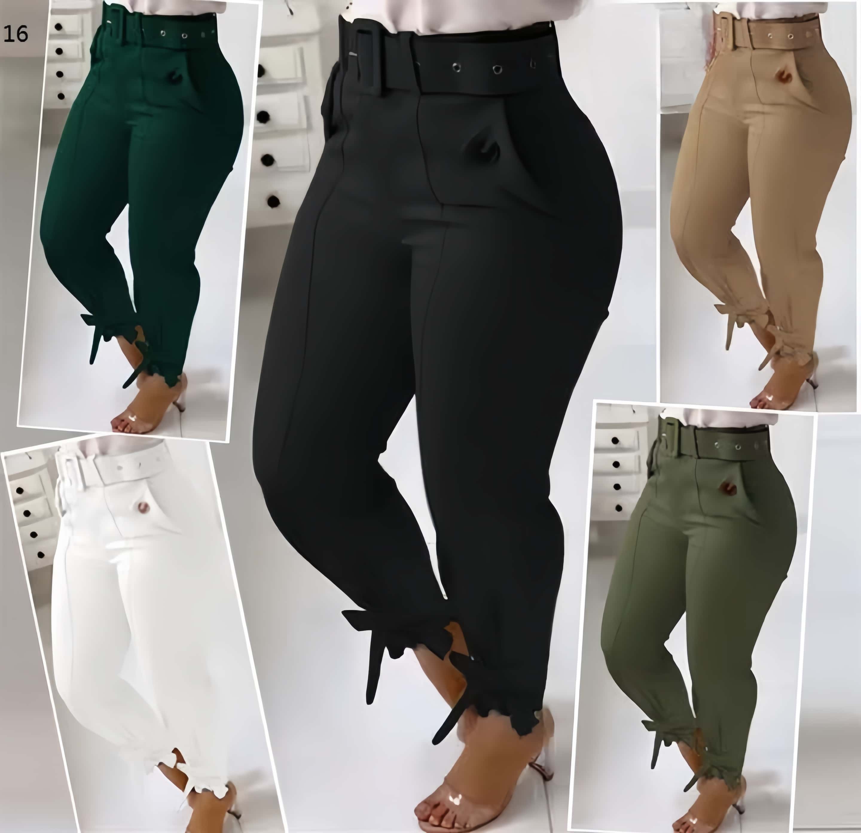High-waist ankle tie trousers with adjustable fit, tailored straight-leg silhouette