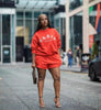Loose-fit sweatshirt and shorts set, orange-red with ARIO graphic