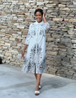 Collared Midi Shirt Dress with Ornamental Floral Print