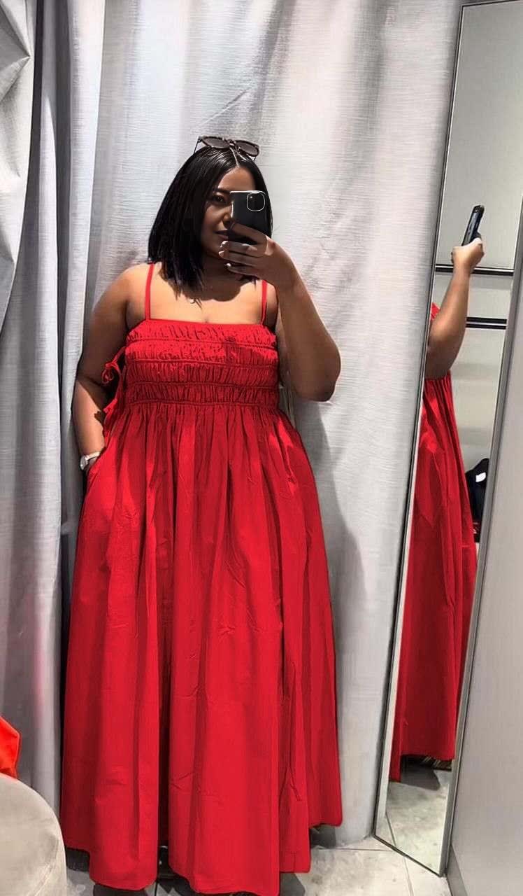 Sleeveless Elastic Ruched Bodice Spaghetti Strap Dress