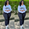 Loose casual hoodie set with letter print design, sporty style