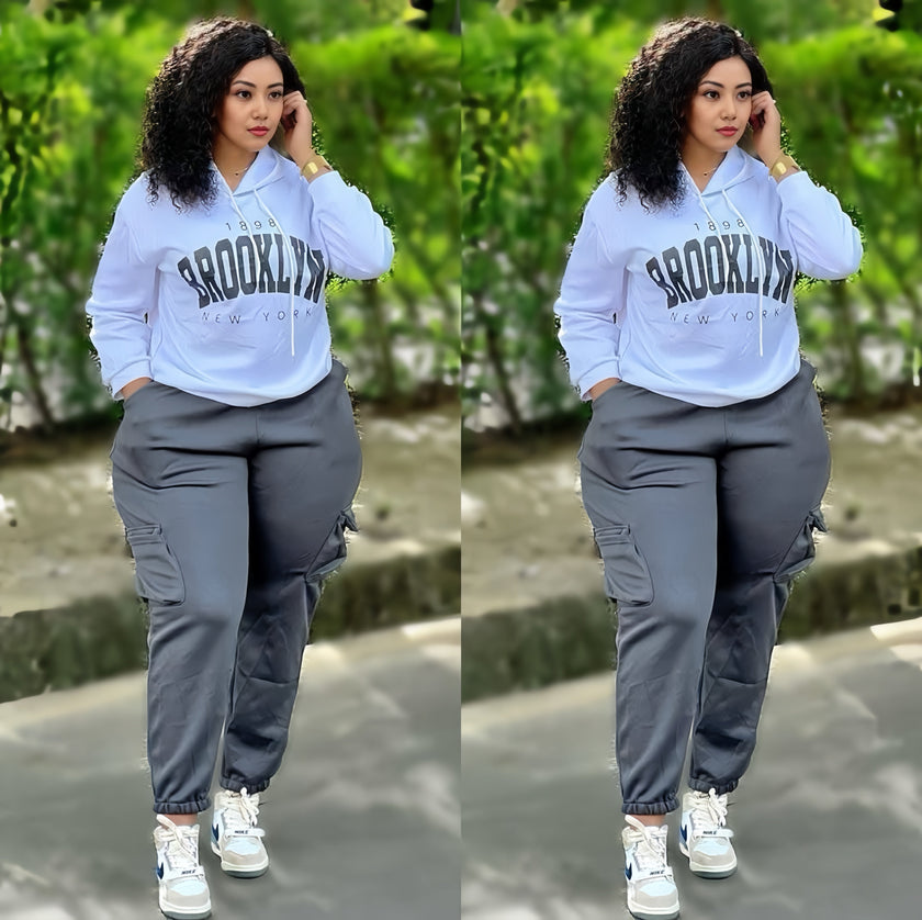 Hoodie Set Loose Casual Letter Print Sporty Style