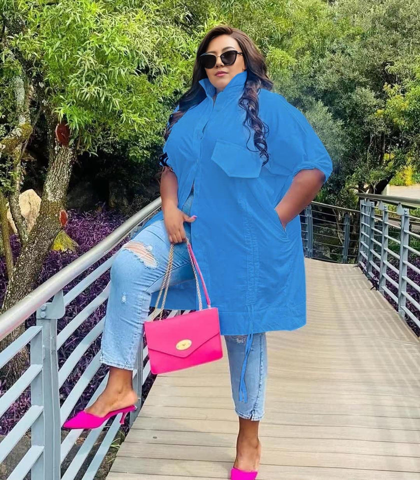 Minimalist Cuffed Sleeves Shirt Dress