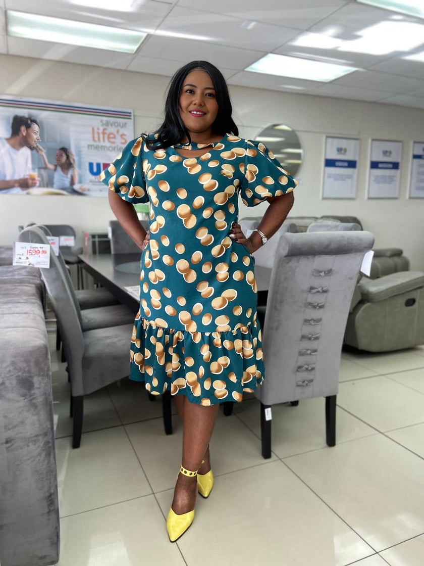 Polka Dot Ruffle Hem Dress