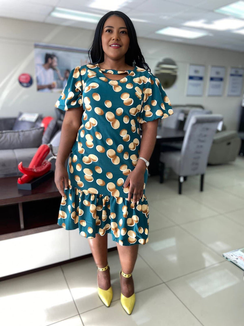 Polka Dot Ruffle Hem Dress